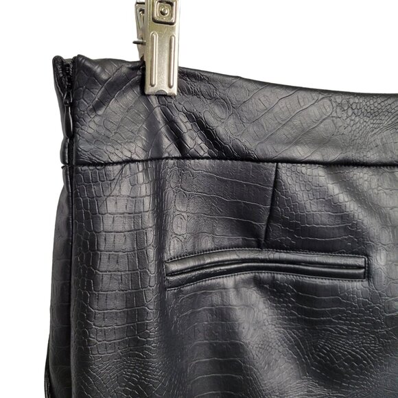 J Jason Wu Sz 10 Pants Faux Leather Croc Texture Cropped Culotte Wide Leg Black - Picture 11 of 11